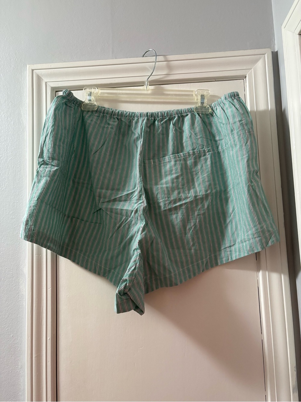 Madewell Striped Lightweight Drawstring Shorts in Mint Green - Picture 3 of 4